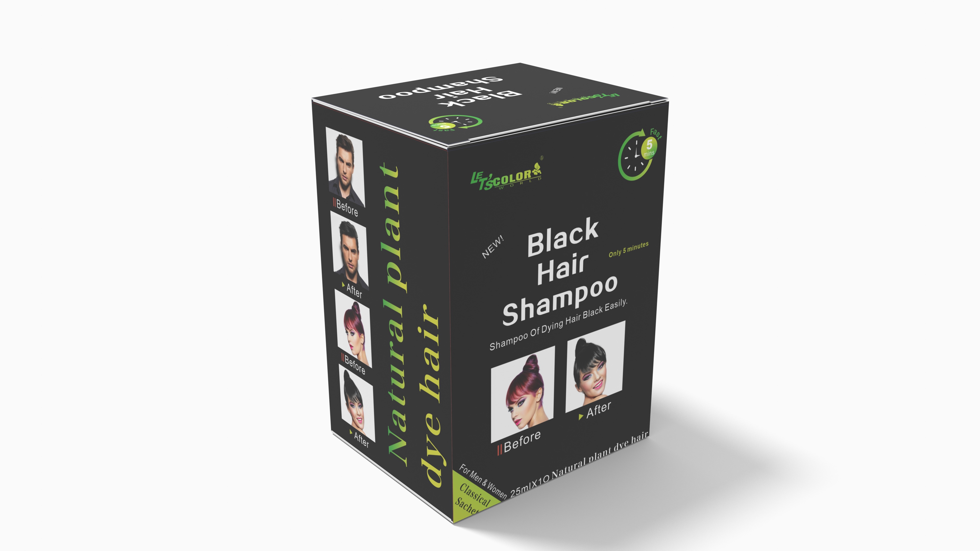 Syampu Warna Rambut Organik Hitam untuk Menutup Rambut Beruban